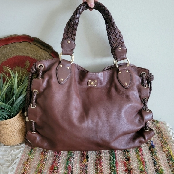 Rare Vintage Michael Kors Brown Leather Tote Bag - Picture 1 of 13